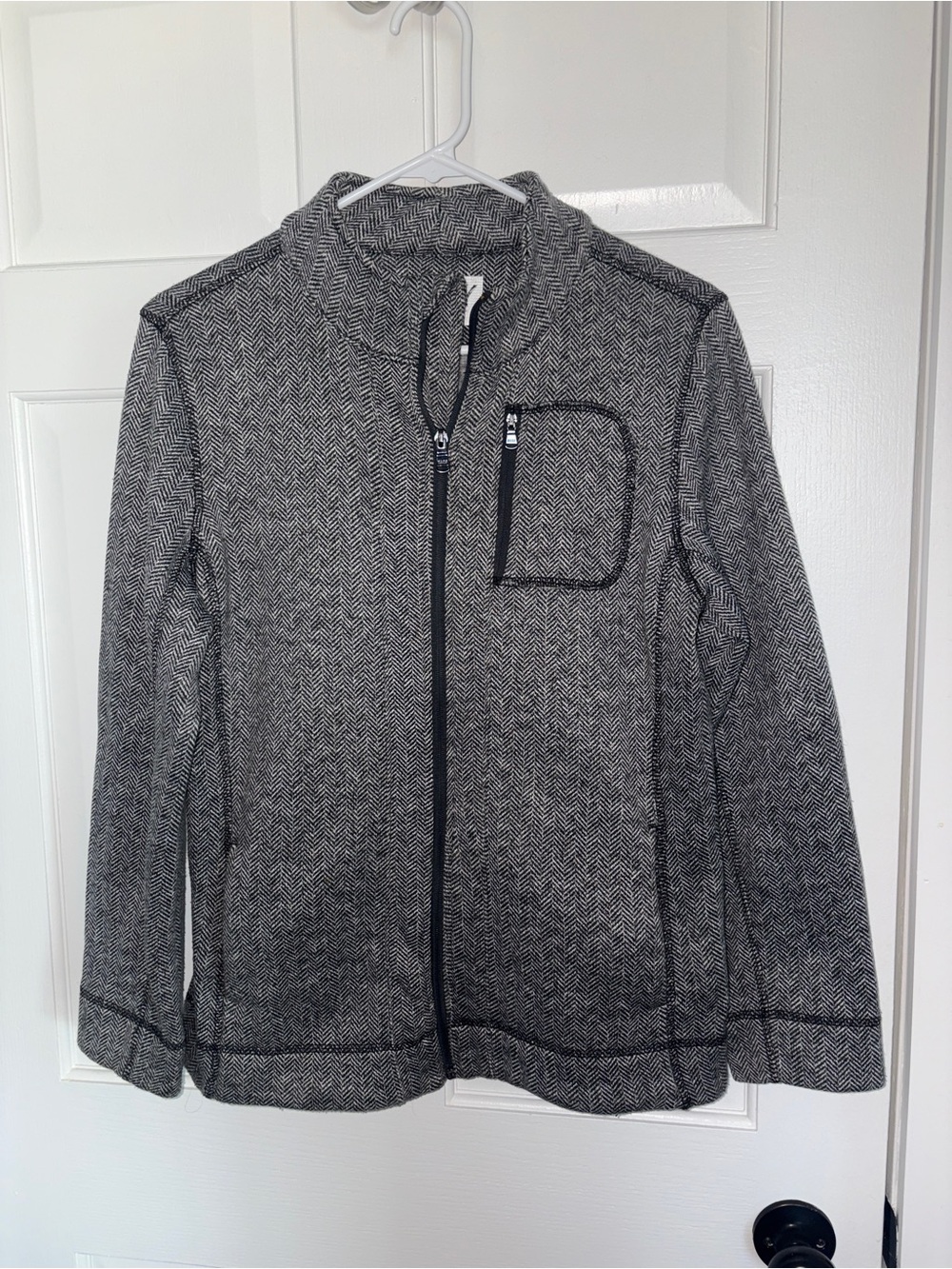 Women’s Gray Herringbone Zip-Front Jacket Hoodie
